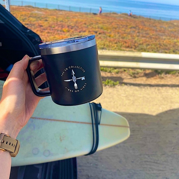 NEW Double Walled 14 Oz Stainless Steel Thermal Mug tumbler Black San Diego CA - Picture 3 of 12